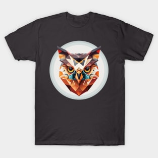 Geometric Owl: Polygonal Avian Art" T-Shirt